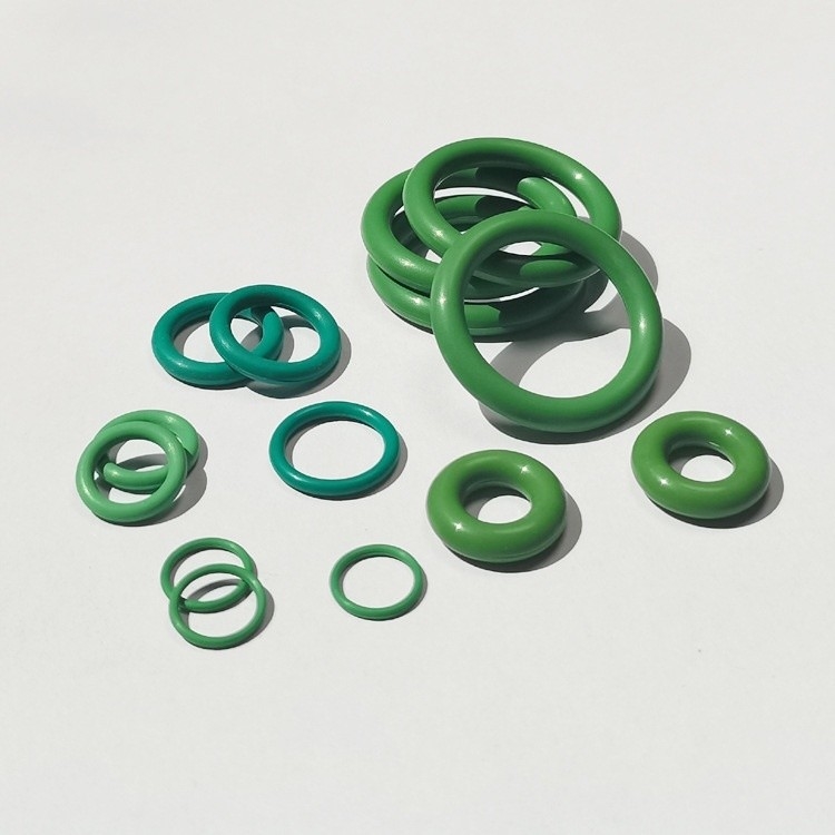 Anillo O de caucho de fluoruro verde resistente a la temperatura de tamaño personalizado para sellos de automóviles