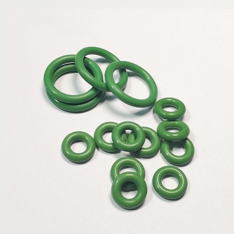 Anillo O de caucho de fluoruro verde resistente a la temperatura de tamaño personalizado para sellos de automóviles