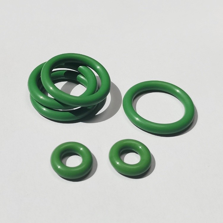 Anillo O de caucho de fluoruro verde resistente a la temperatura de tamaño personalizado para sellos de automóviles