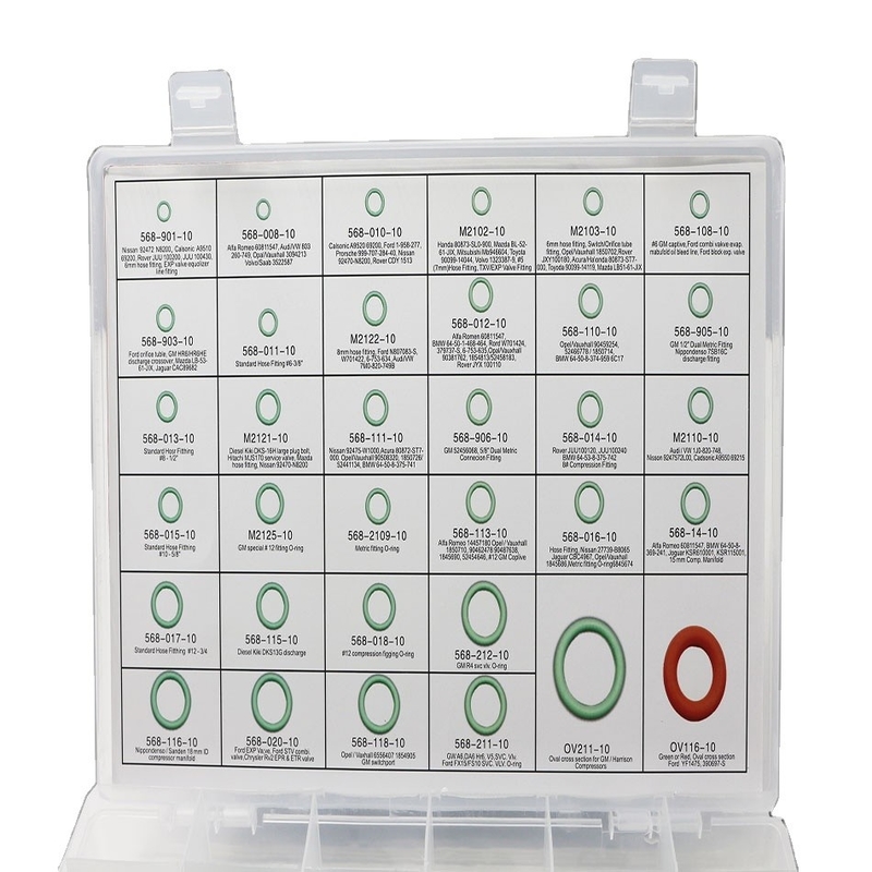 Color verde NBR Aire acondicionado para automóviles O-ring kits 270pcs 18 Tamaños Formato de dibujo 3D/2D