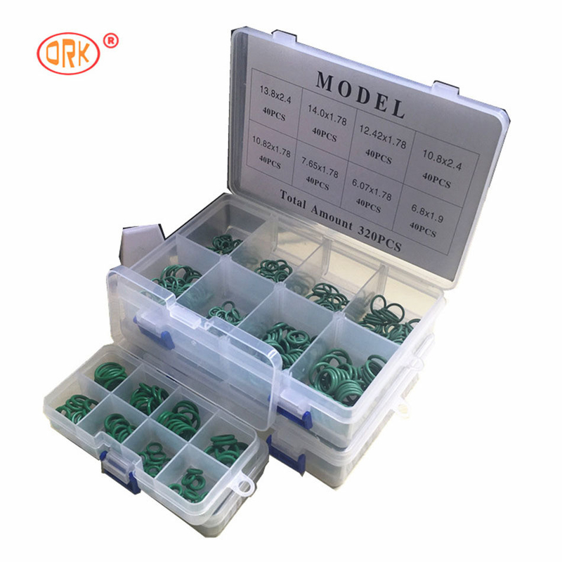 240pcs de NBR verde para el aire acondicionado de automóviles O-ring kits 16 tamaños para sellos de varios tamaños